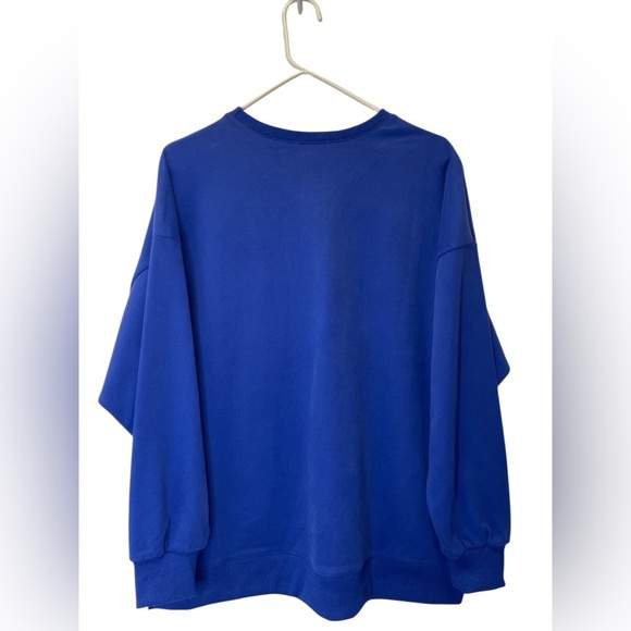 Easel Blue Sweatshirt with Orange Peace Sign size S - Picture 3 of 3